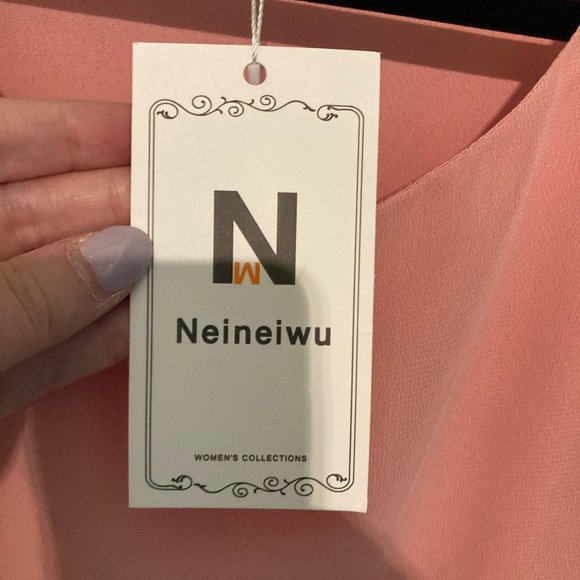 NWT peach Neineiwu flutter sleeve blouse size M - Picture 3 of 4
